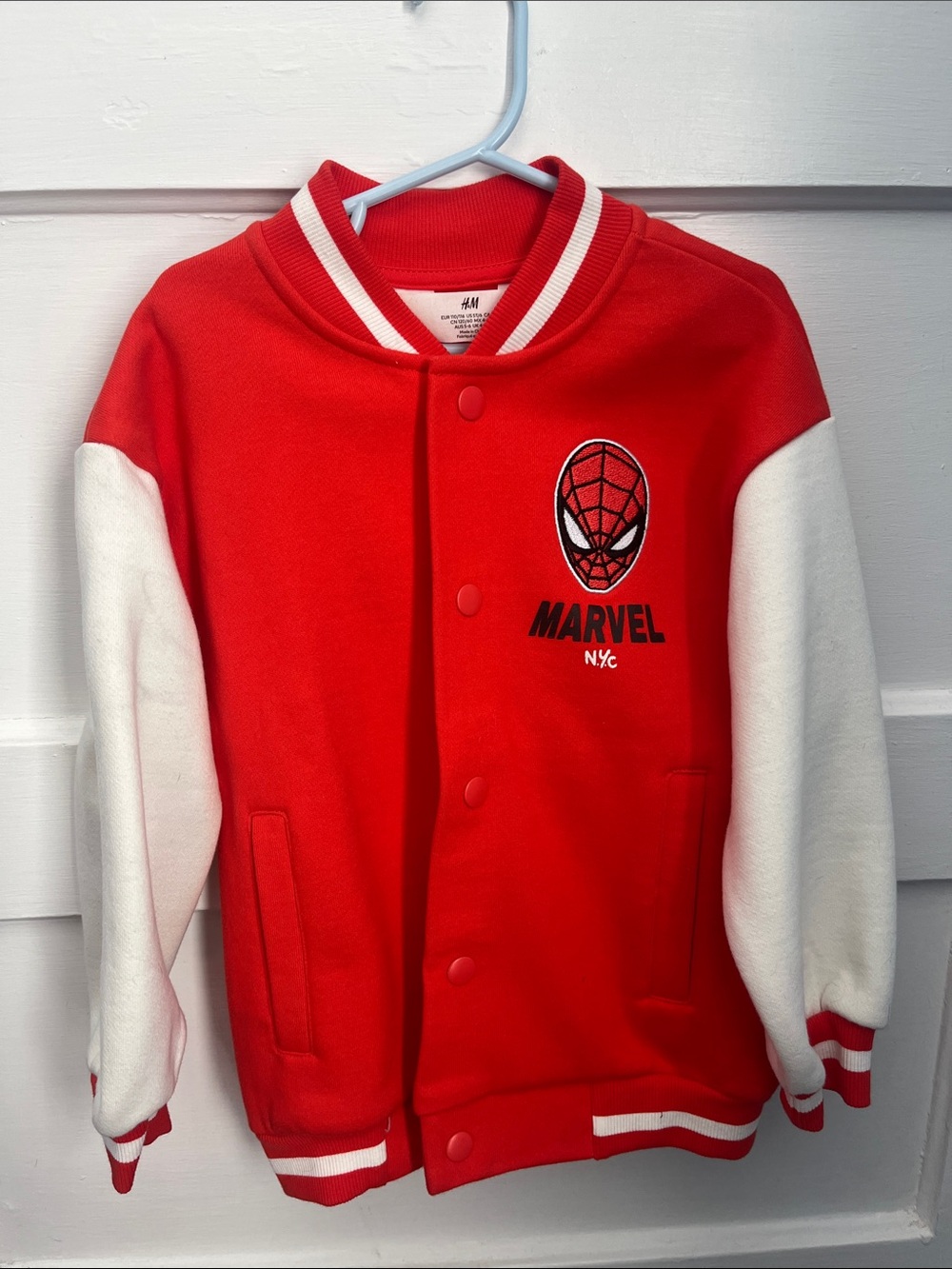 H&M Kids' Red & White Spider-Man Marvel Bomber Jacket